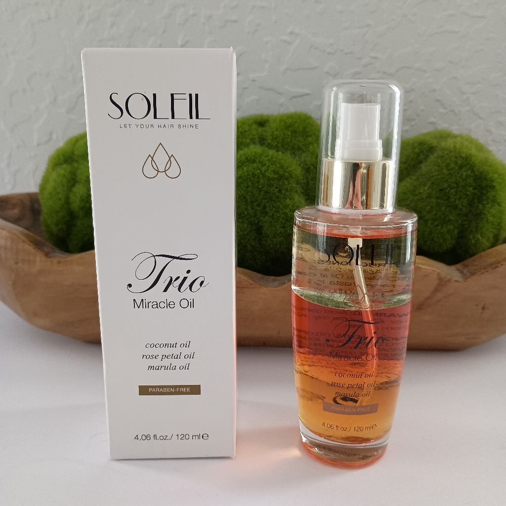 SOLEIL Trio Miracle Oil Coconut Rose Petal Marula Paraben Free 4.06 oz